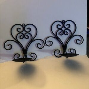 Elegant Black Candle Wall Sconce Set